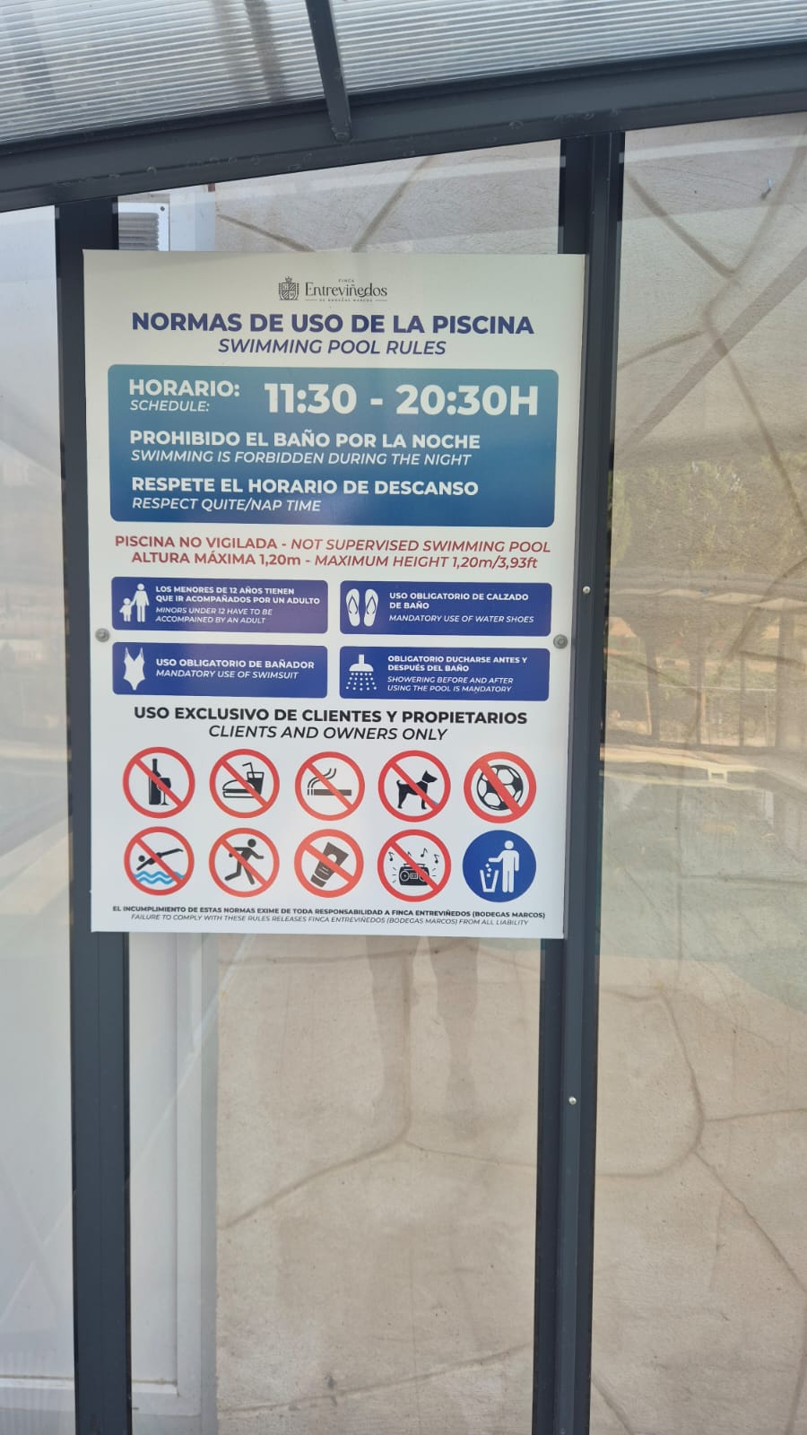 Normas de la piscina